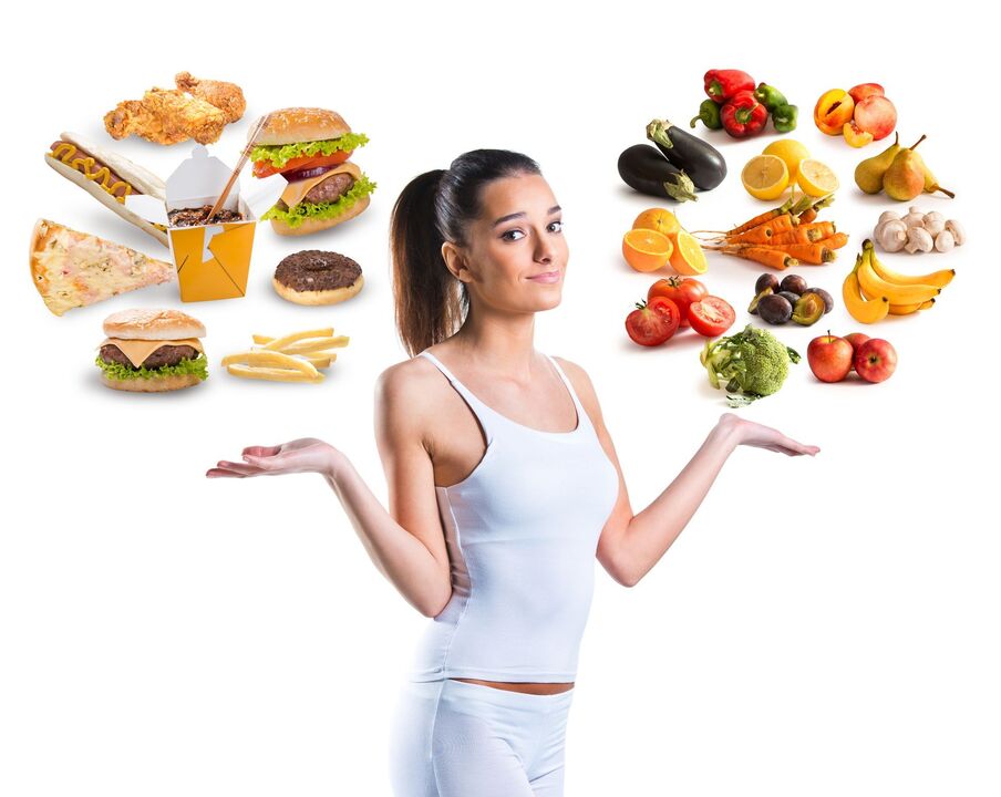 choose between healthy and unhealthy food
