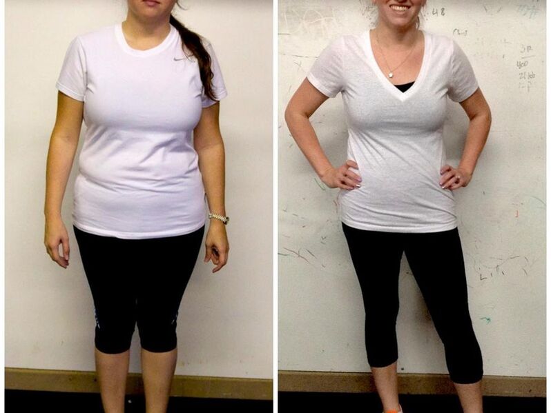 Girl before and after losing weight using the Dukan diet